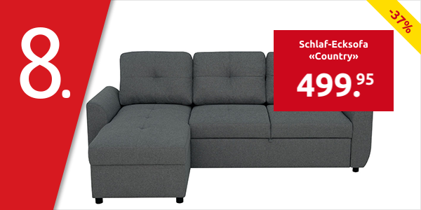 Schlaf-Ecksofa «Country», mit Stauraum, 222 x 144 cm, anthrazit