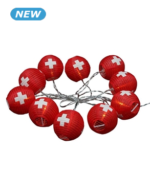 Solar-Girlande mit Schweizer Flagge, rot, L 180 cm