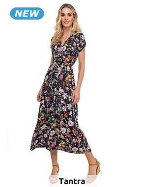 tANtRA Kleid «Velvet», schwarz/geblümt