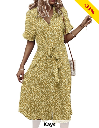 Kurzärmeliges Kleid «Lily», gelb