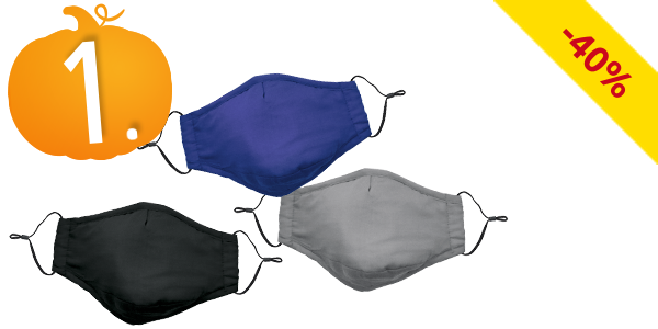 Mund-Nasen-Schutz, 3er-Set, blau, grau, schwarz