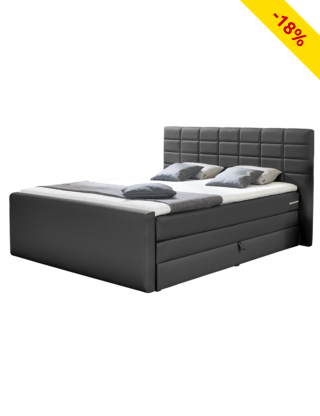 Boxspring-Bett «Nora», grau, 160 x 200 cm, 2 Boxen, 2 Matratzen