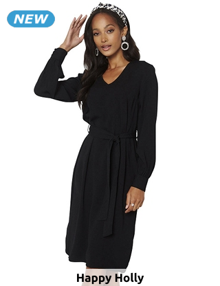 Kleid mit V-Ausschnitt, schwarz