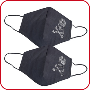 Mund-Nasen-Schutz aus Stoff «Totenkopf», 2er-Set