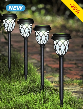 Solarlampen, weisse LEDs, 4 Stück, mit Erdspiess