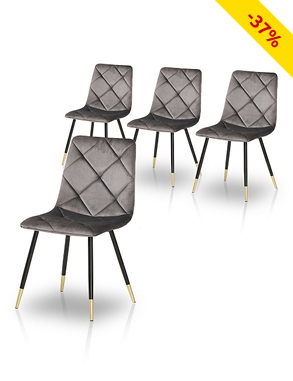 4er-Stuhl-Set «Golden», Samtbezug, grau