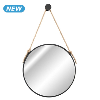 Spiegel «Seil», Ø 40 cm, schwarz/Seil