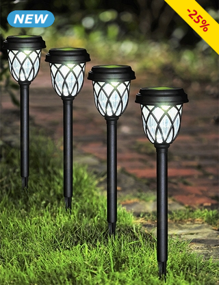 Solarlampen, weisse LEDs, 4 Stück, mit Erdspiess