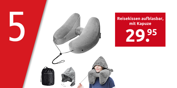 Reisekissen «Air Pillow», aufblasbar, mit Kapuze