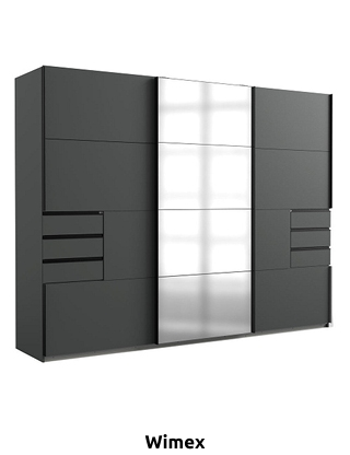 wimex Kleiderschrank «Saigon», B 270 cm,  mit Spiegel, anthrazit