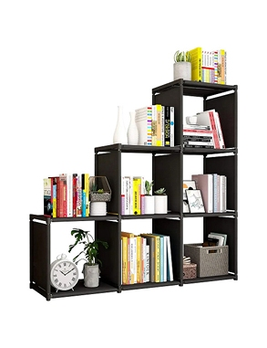 Regal «Escalier», konfigurierbar, 6 Nischen, 3 Boxen, 102x106x28 cm, grau