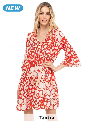 tANtRA Kleid «Enchantée», rot/weiss