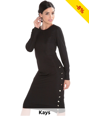 Kleid mit Knöpfen, schwarz