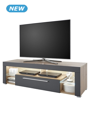 TV-Möbel «Gaël», mit LED, B 153 x H 44 x T 44 cm, Dekor grau/beige