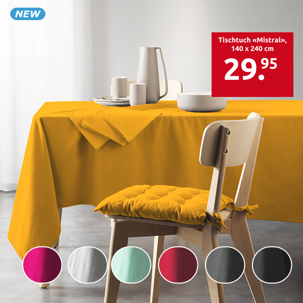 Tischtuch «Mistral», 140 x 240 cm, senf