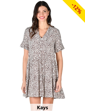 Kleid mit Volants, leopard