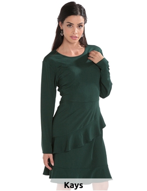 Kleid mit Volants, grün