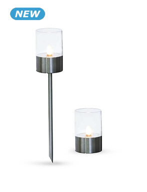 Solarlampen LED 2-in-1, 3er-Set, Edelstahl