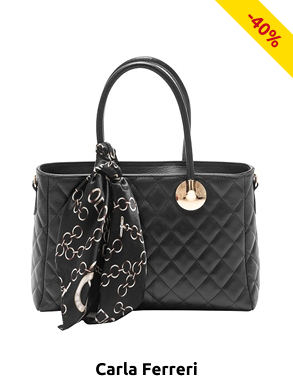 Carla Ferreri Handtasche aus Kalbsleder, mit Foulard, schwarz
