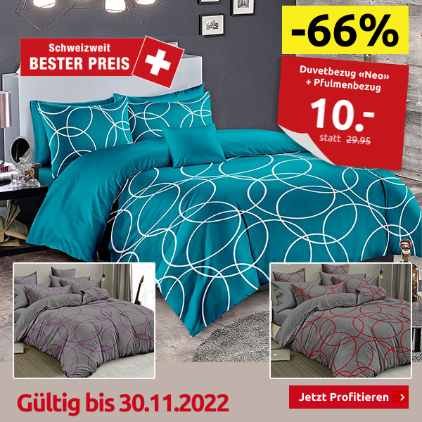 Duvetbezug «Neo» 160 x 210 cm + Pfulmenbezug 65 x 100 cm, blau