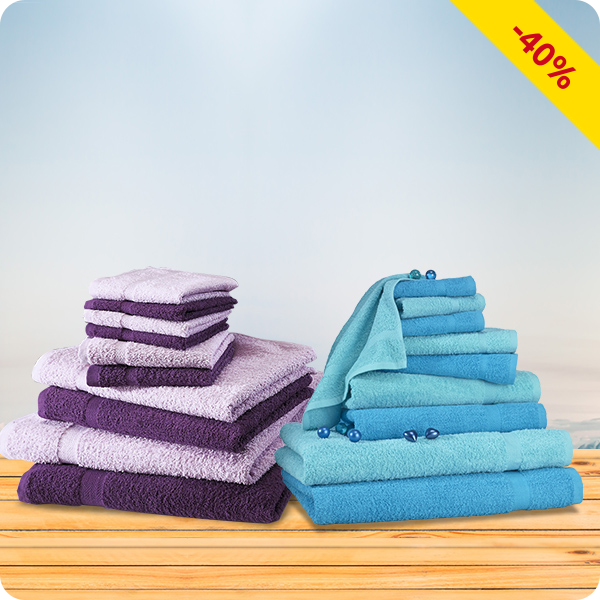 10-teiliges Frottee-Set, superflauschig, violett/lila