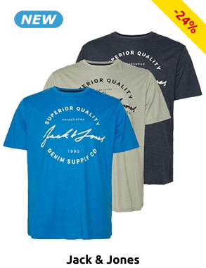 JACK & JONES T-Shirts, 3er-Pack, kaki + blau + grau