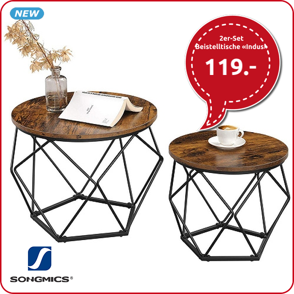 SONGMICS 2er-Set Beistelltische «Indus», schwarz