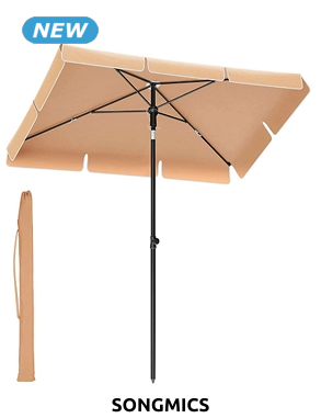 SONGMICS Sonnenschirm, L 180 x B 125 X H 180-240 cm, taupe