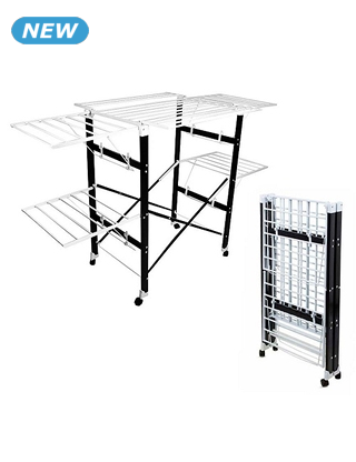 Wäscheständer, 2-stufig, klappbar & auf Rädern