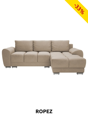 ROPEZ Schlaf-Ecksofa «Azzur», 256 x 175 cm, beige