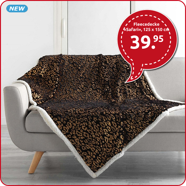 Fleecedecke «Safari», gold/schwarz, 125 x 150 cm