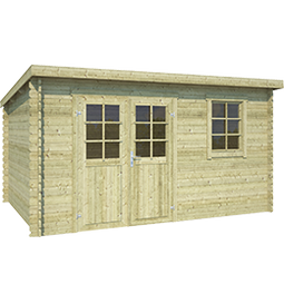 OUTDOOR LIFE Blokhut Amira vurenhout olijfgroen geïmpregneerd 380x230x211 cm (0) | HORNBACH