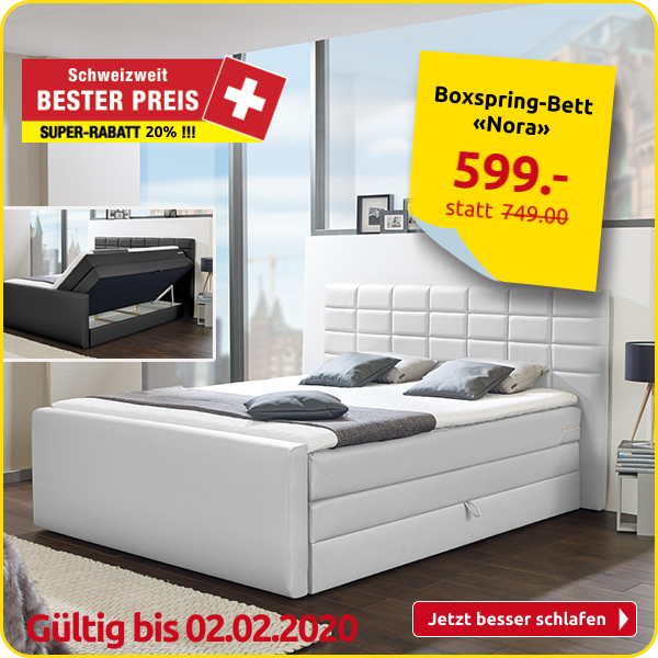 Boxspring-Bett «Nora», weiss, 120 x 200 cm, 1 Box, 1 Matratze