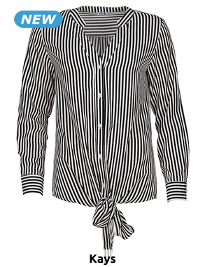 Bluse mit Bindeband am Saum, schwarz gestreift