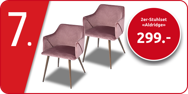 2er-Stuhlset «Aldridge», Sitzhöhe 45 cm, Sitztiefe 44 cm, total B 53 x H 75 x T 54 cm, rosa