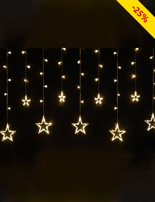 Lichterkette «Sterne und Eiszapfen», 2,4 m, 138 LED warmweiss