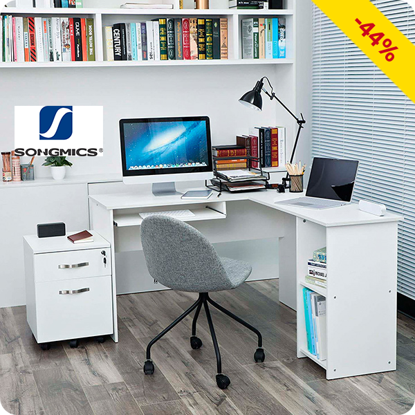 SONGMICS Eck-Schreibtisch, weiss