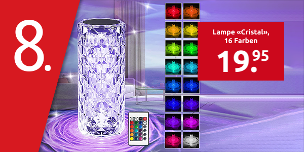 Lampe «Cristal», 16 Farben, H 19,5 cm
