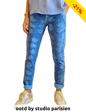 Studio Parisien Jogginghose im Schlangenprint, blau