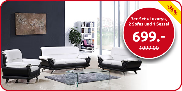 3er-Set «Luxury», 2 Sofas und 1 Sessel
