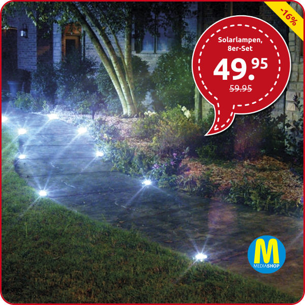 Solarlampen «Disk Lights», 8er-Set, mit 4 LEDs pro Leuchte