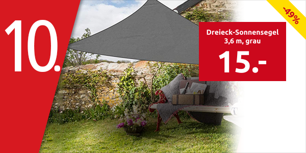 Dreieck-Sonnensegel 3,6 m, grau