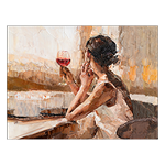 PURE LIVING Schilderij canvas Girl with wine glass 116x84 cm