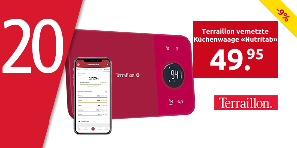 Terraillon vernetzte Küchenwaage «Nutritab», rot