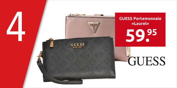 GUESS Portemonnaie «Laurel», 2 Fächer, mit Allover-Logo, schwarz