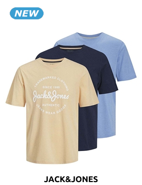 JACK&JONES T-Shirts «Forest», 5er-Pack, orange/blau/marine