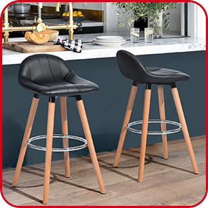 2er-Set Barstühle, schwarz/Holz