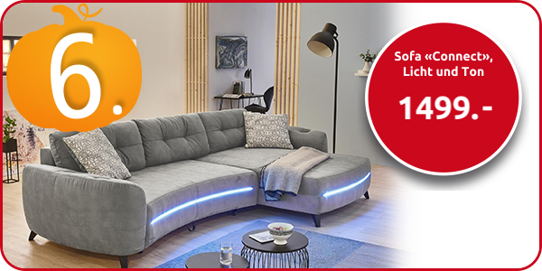 Sofa «Connect», Licht und Ton, Bluetooth, hellgrau