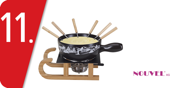 Nouvel Fondue-Set «Schlitten Wintersport»