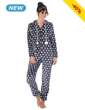 Fleeceoverall, navy/weiss